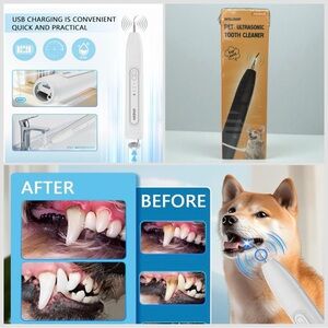Dog Plaque Remover for‎ Teeth Cleaning Ultrasonic Toothbrush w/LED & 3 Modes USB